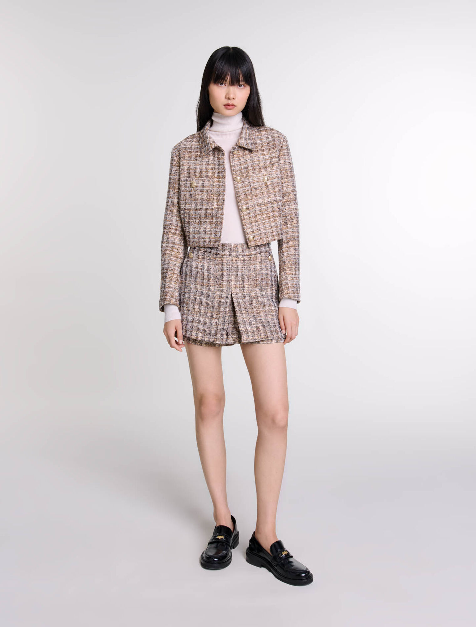 Short trompe l'œil en tweed