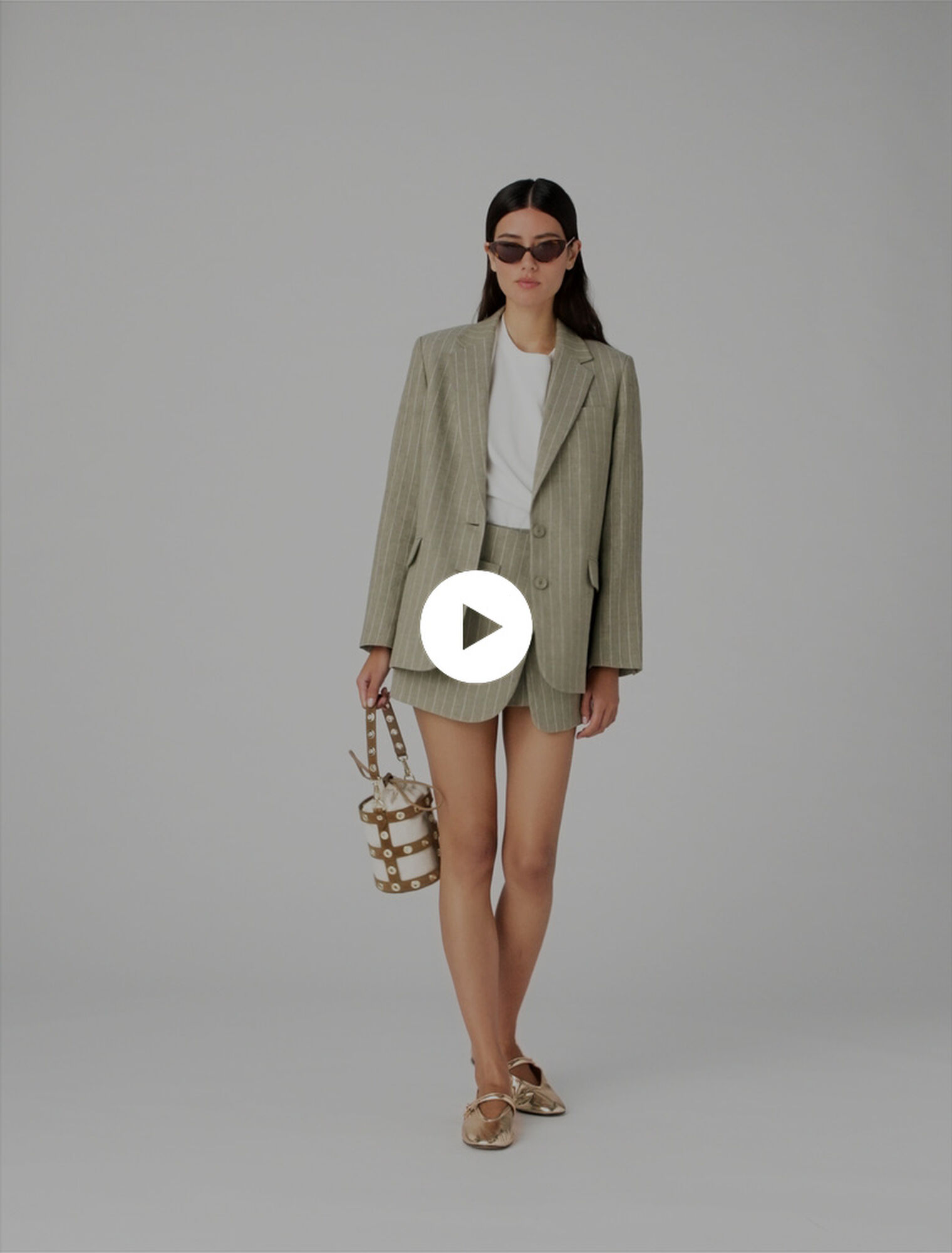 Veste de tailleur en lin m&eacute;lang&eacute;