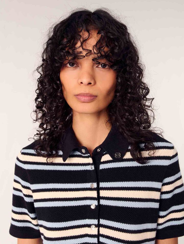 Robe polo en maille à rayures