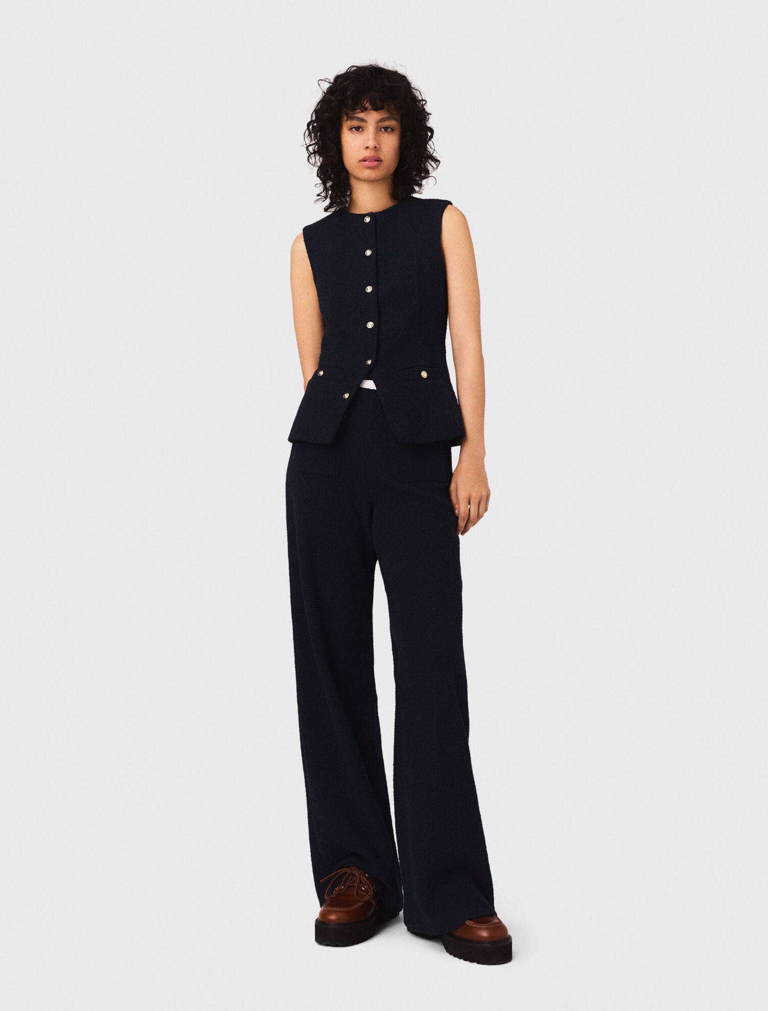 Pantalon droit en tweed
