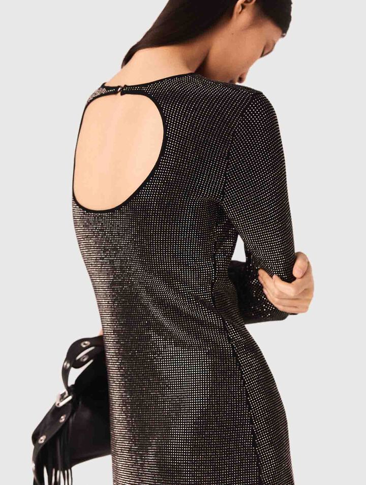 Robe courte en maille strassée