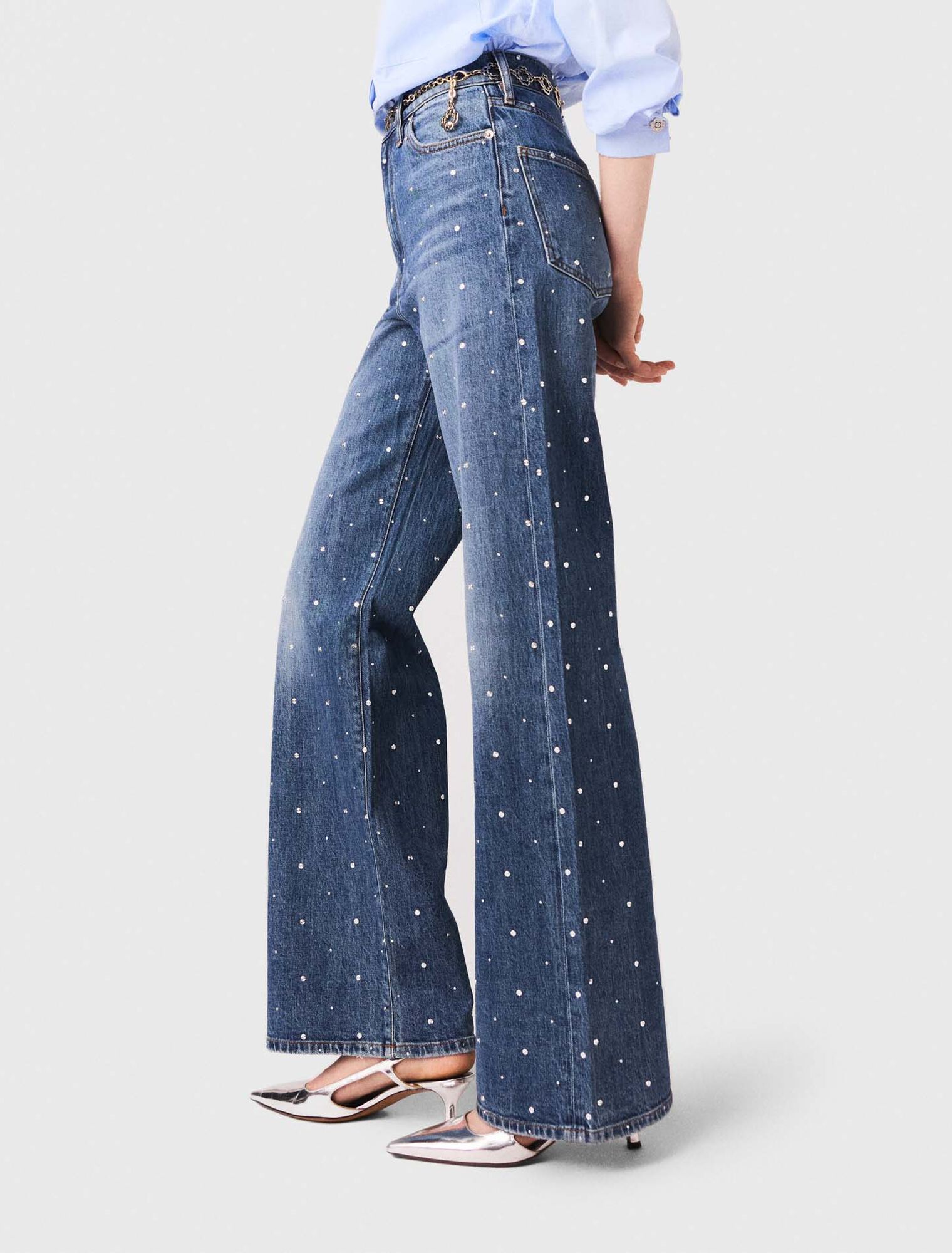 Jean large en denim avec clous