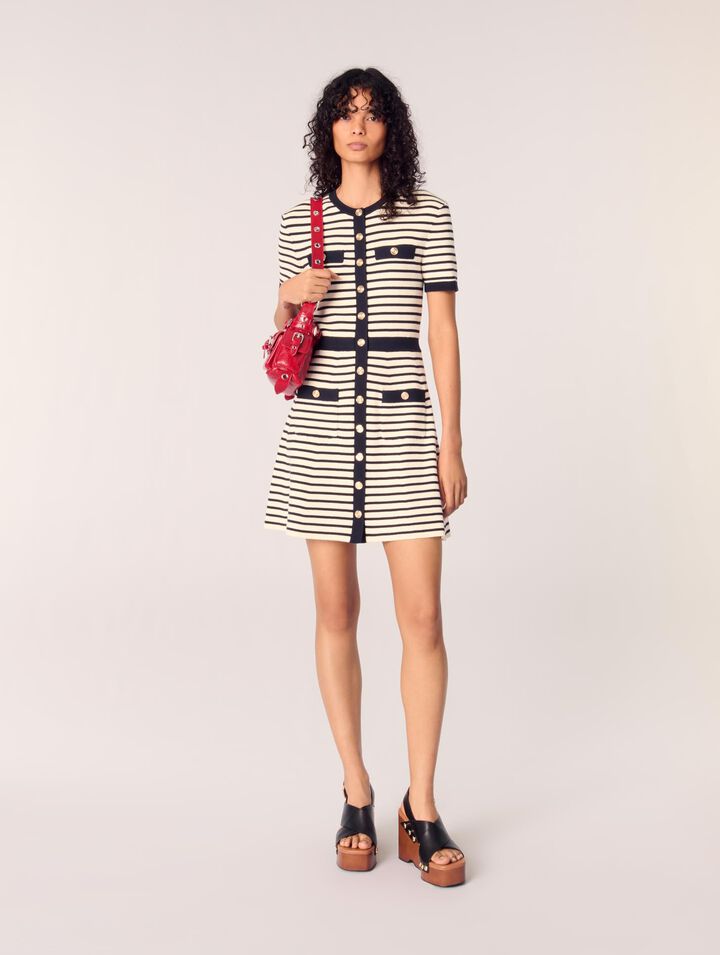 Robe courte en maille côtelée