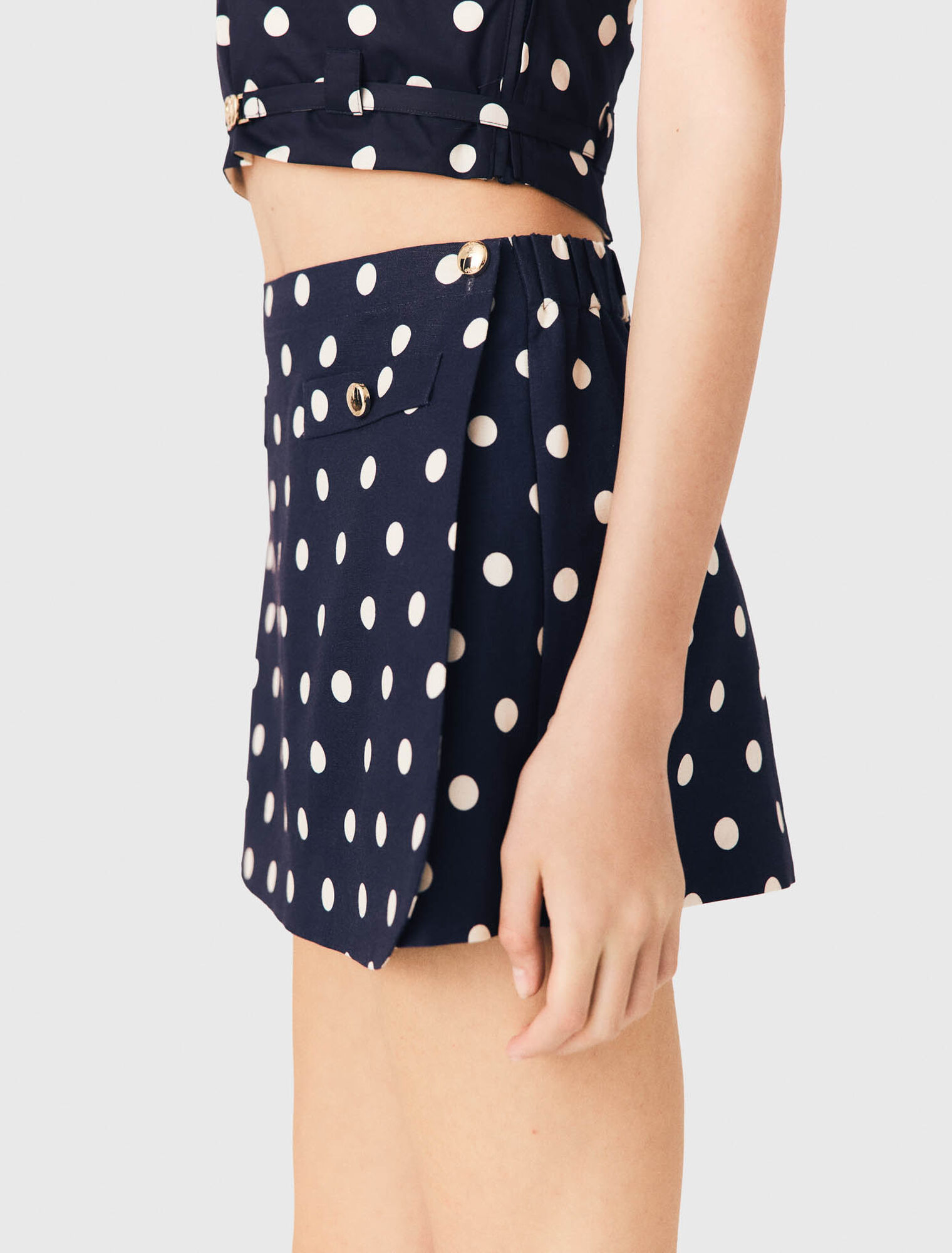 Short trompe l'&oelig;il en lin m&eacute;lang&eacute;