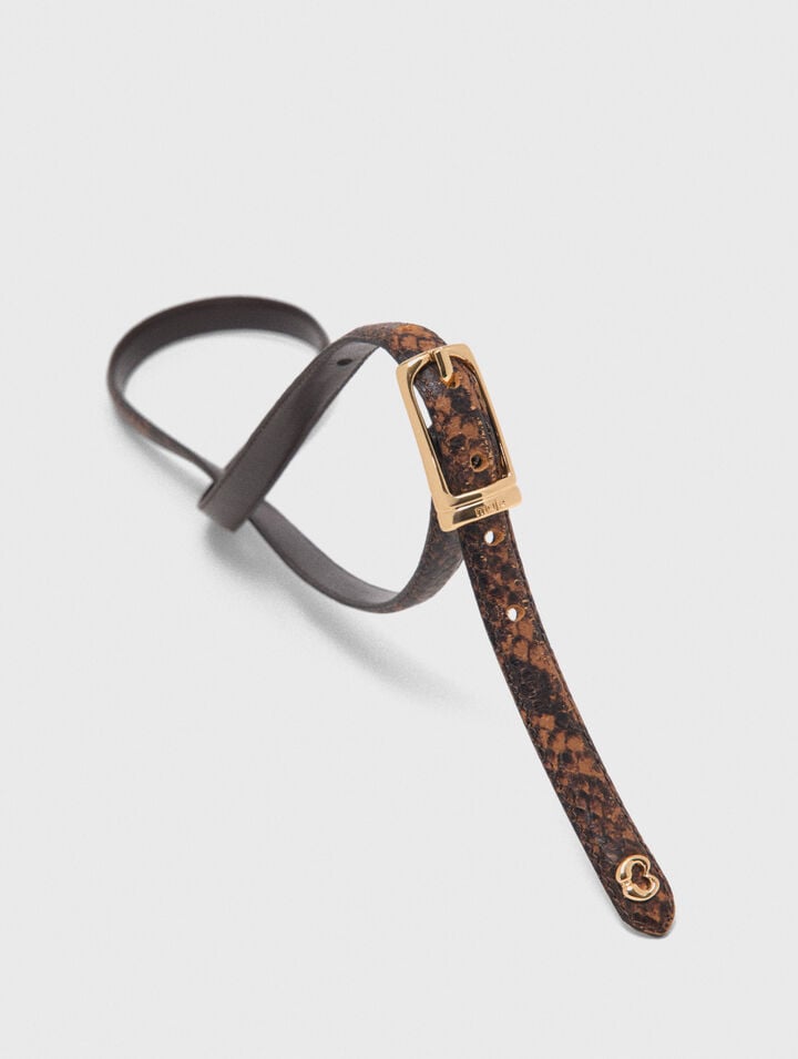 Ceinture fine en cuir emboss&eacute;