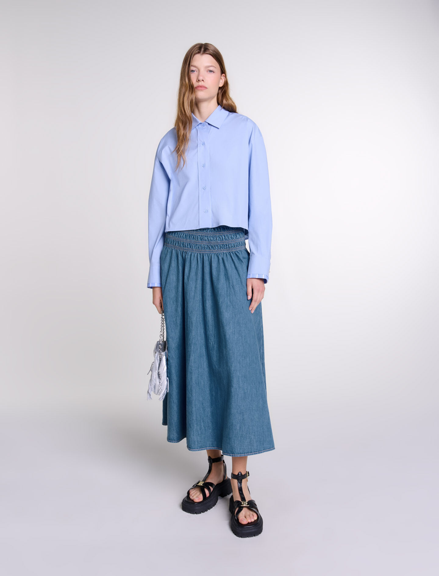 Jupe en jean maje hot sale