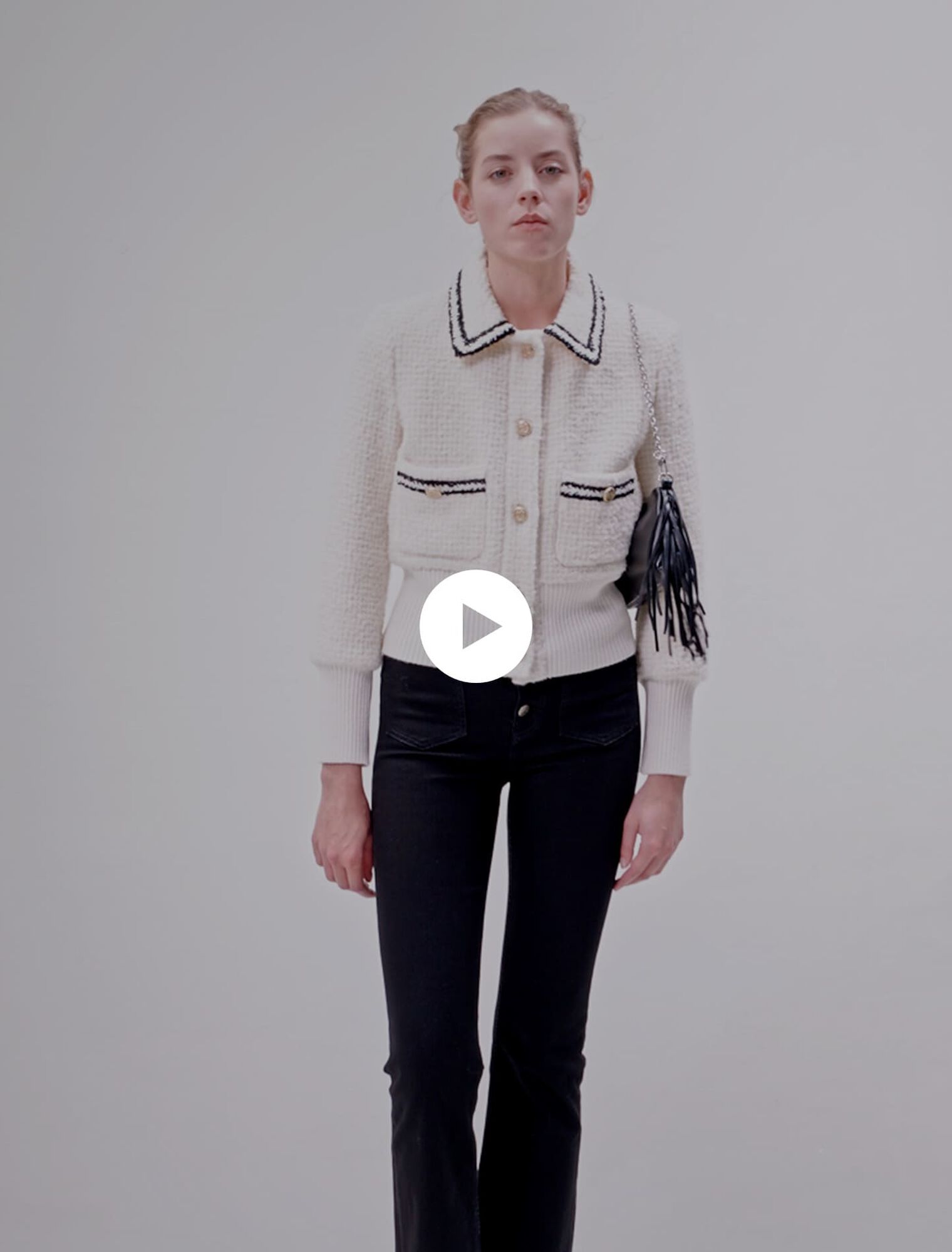 Blouson façon tweed contrasté