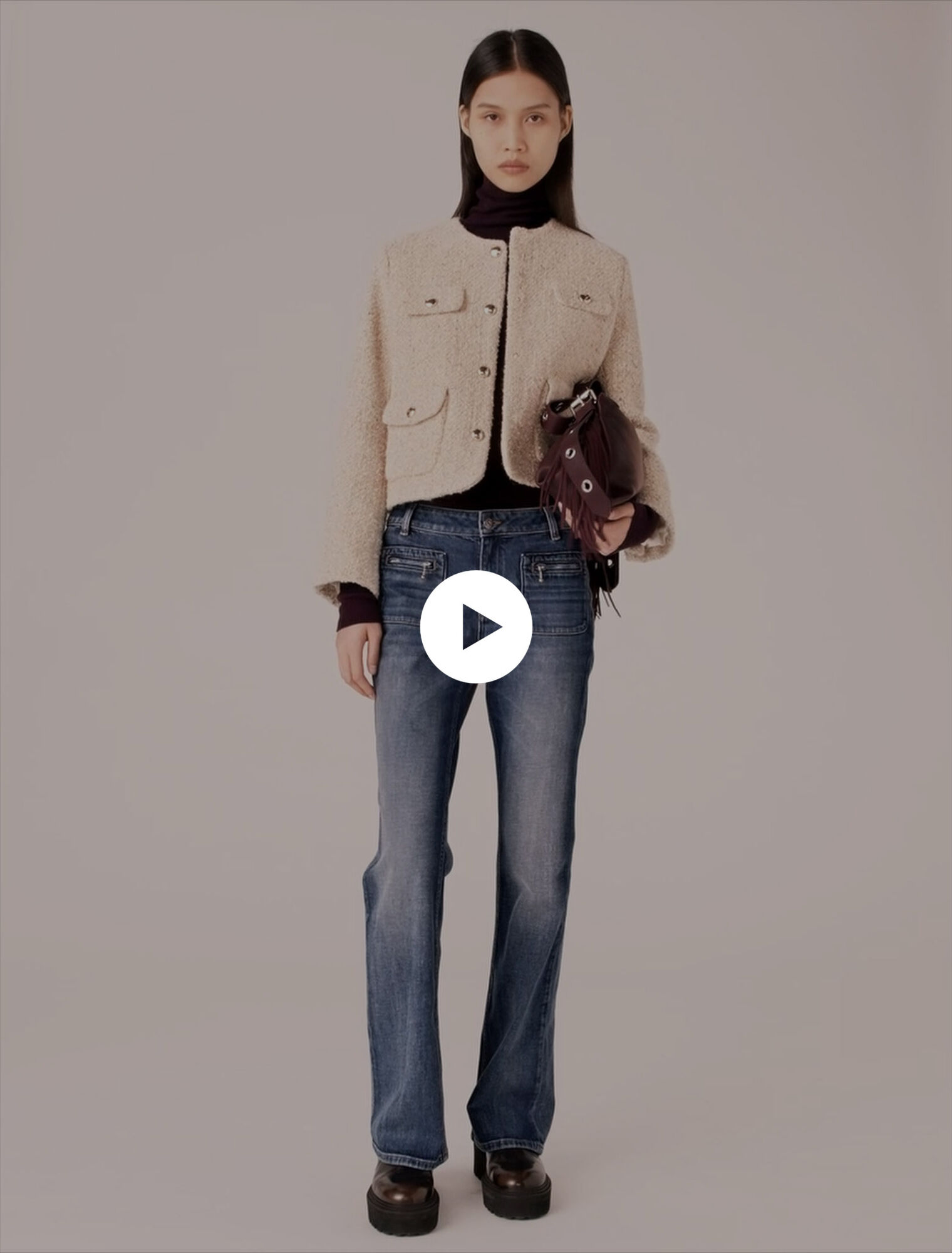 Veste courte en tweed bouclé