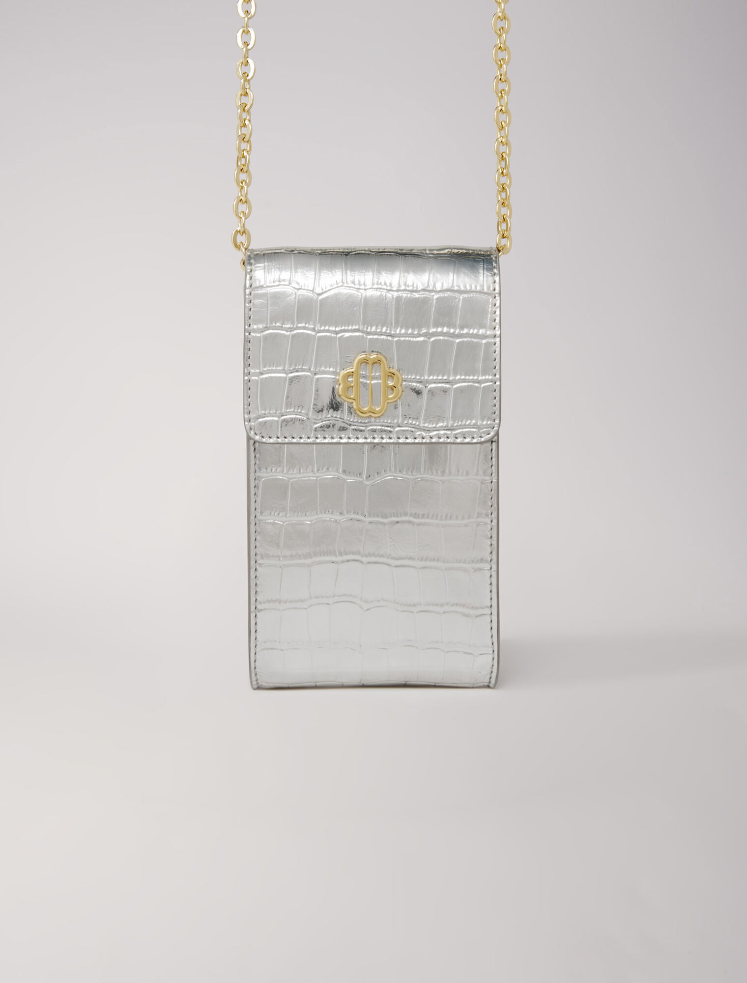 Pochette en cuir embossé métallisé