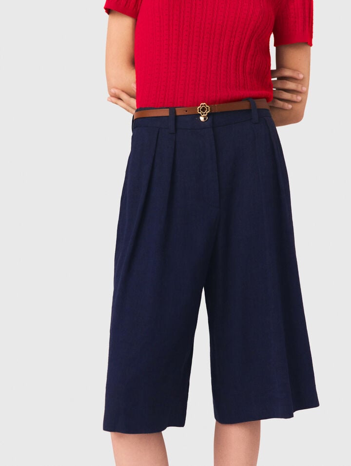 Bermudas en lin m&eacute;lang&eacute;