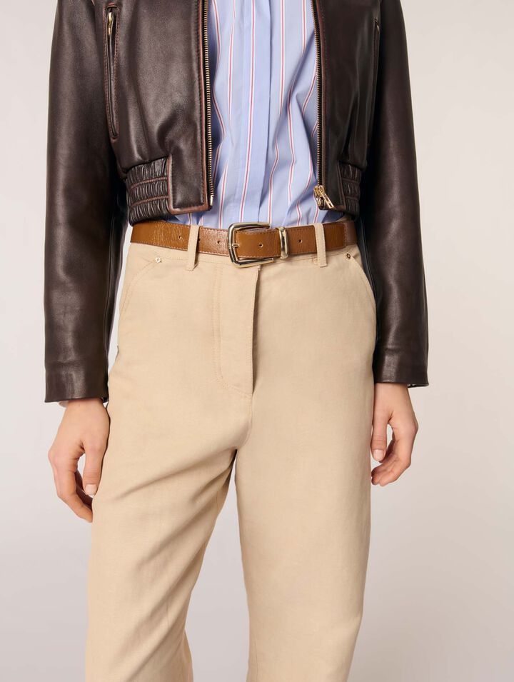 Pantalon tailleur en lin et coton