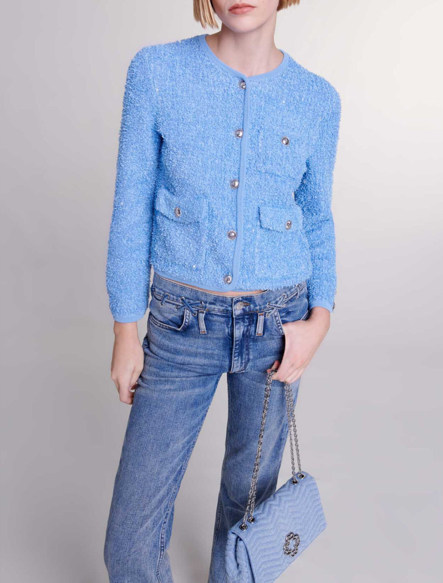 Cardigan en maille et sequins