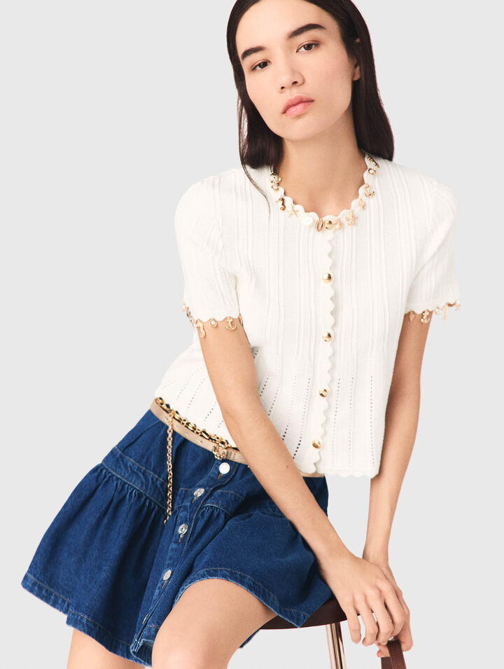 Cardigan avec bijoux dor&eacute;s