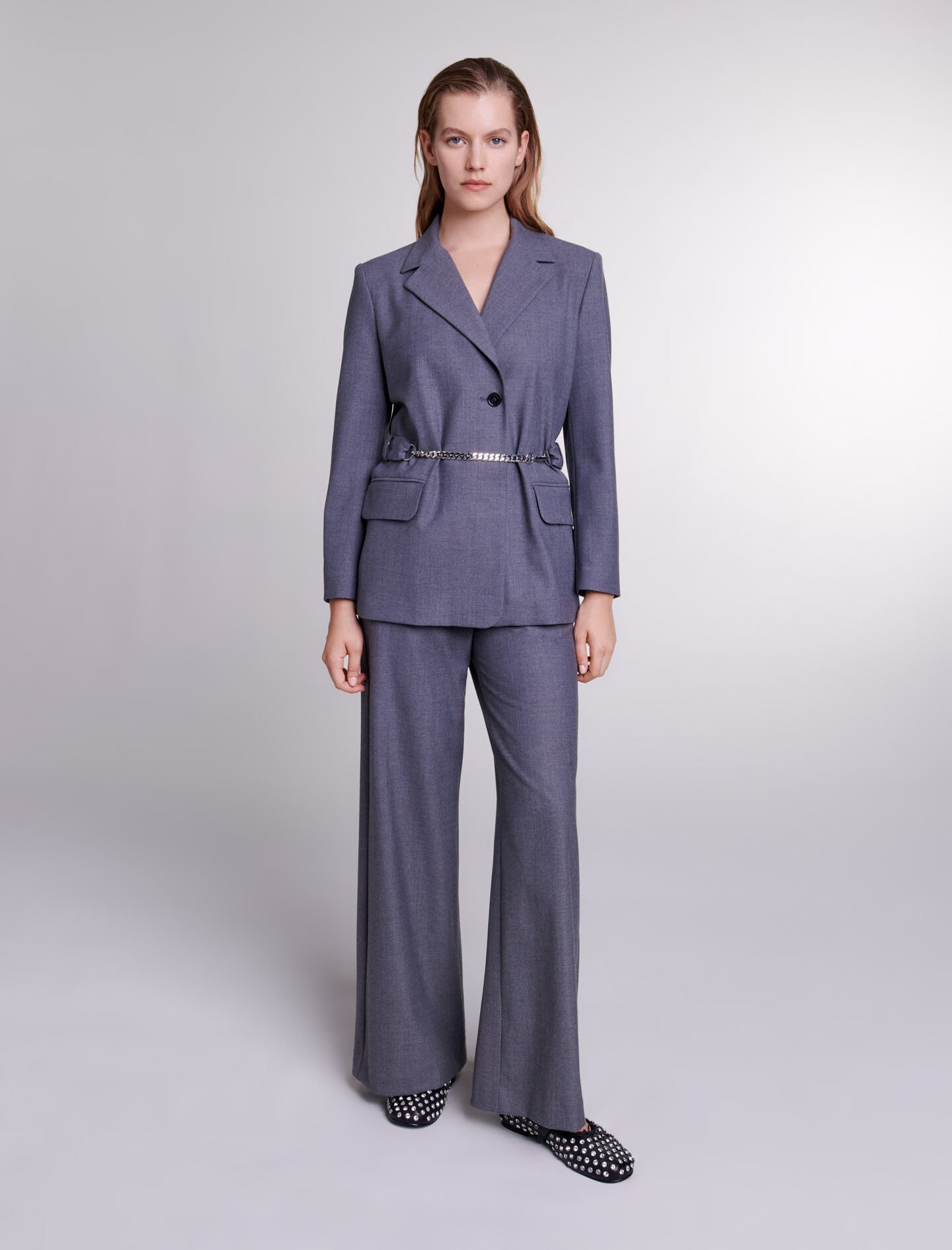 Veste de tailleur a ceinture chaine