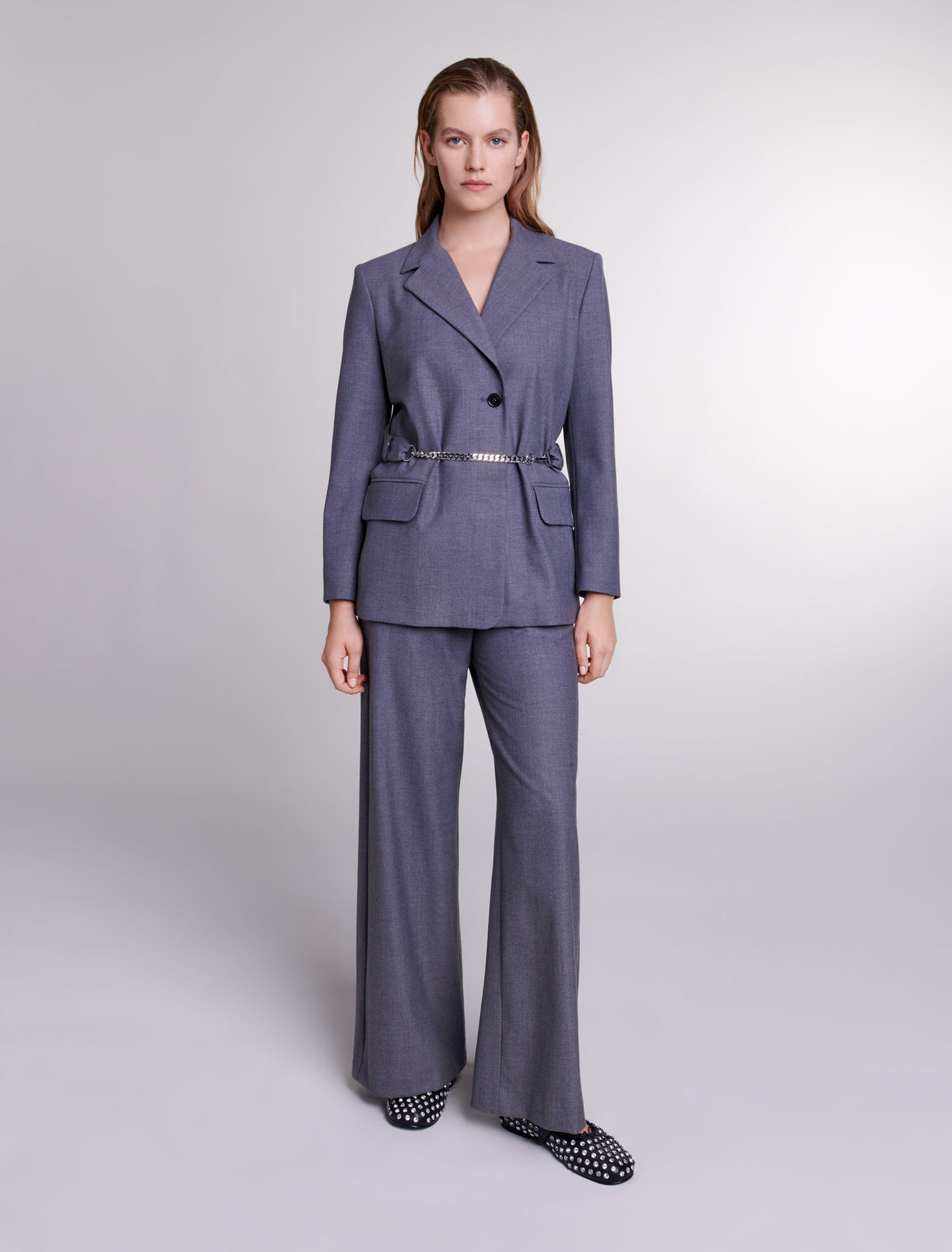 Veste de tailleur à ceinture chaîne
