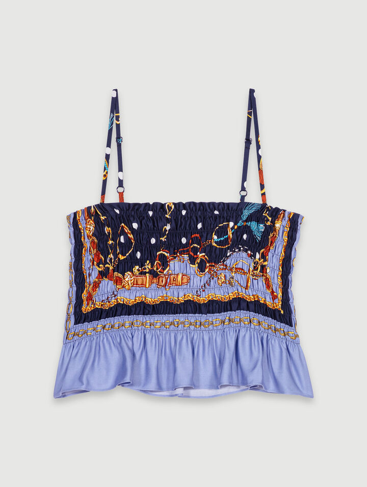 Crop top smocké imprimé