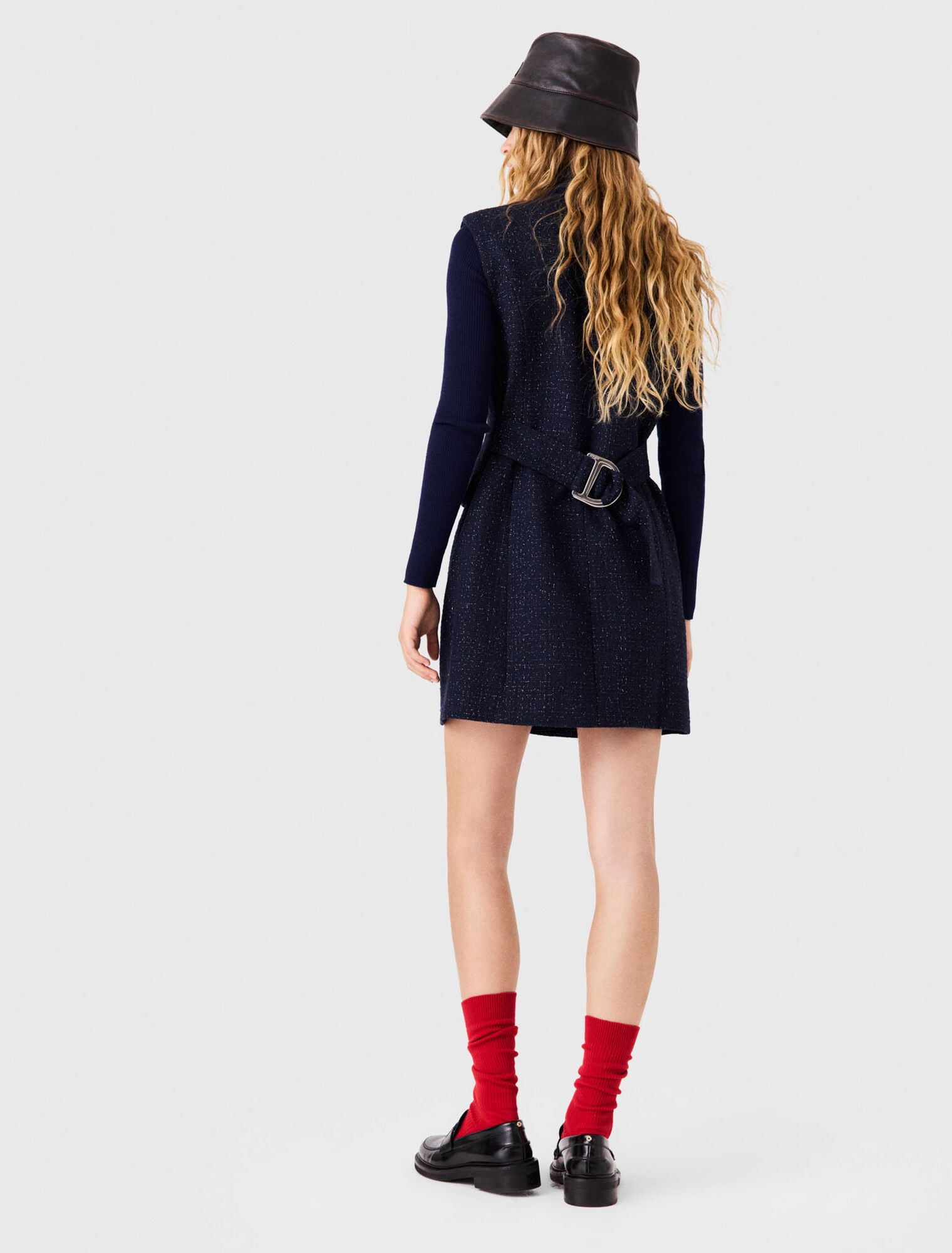 Robe courte en tweed avec fil lurex