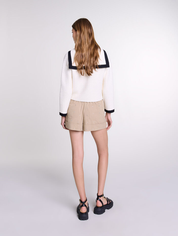 Cardigan contrasté à col