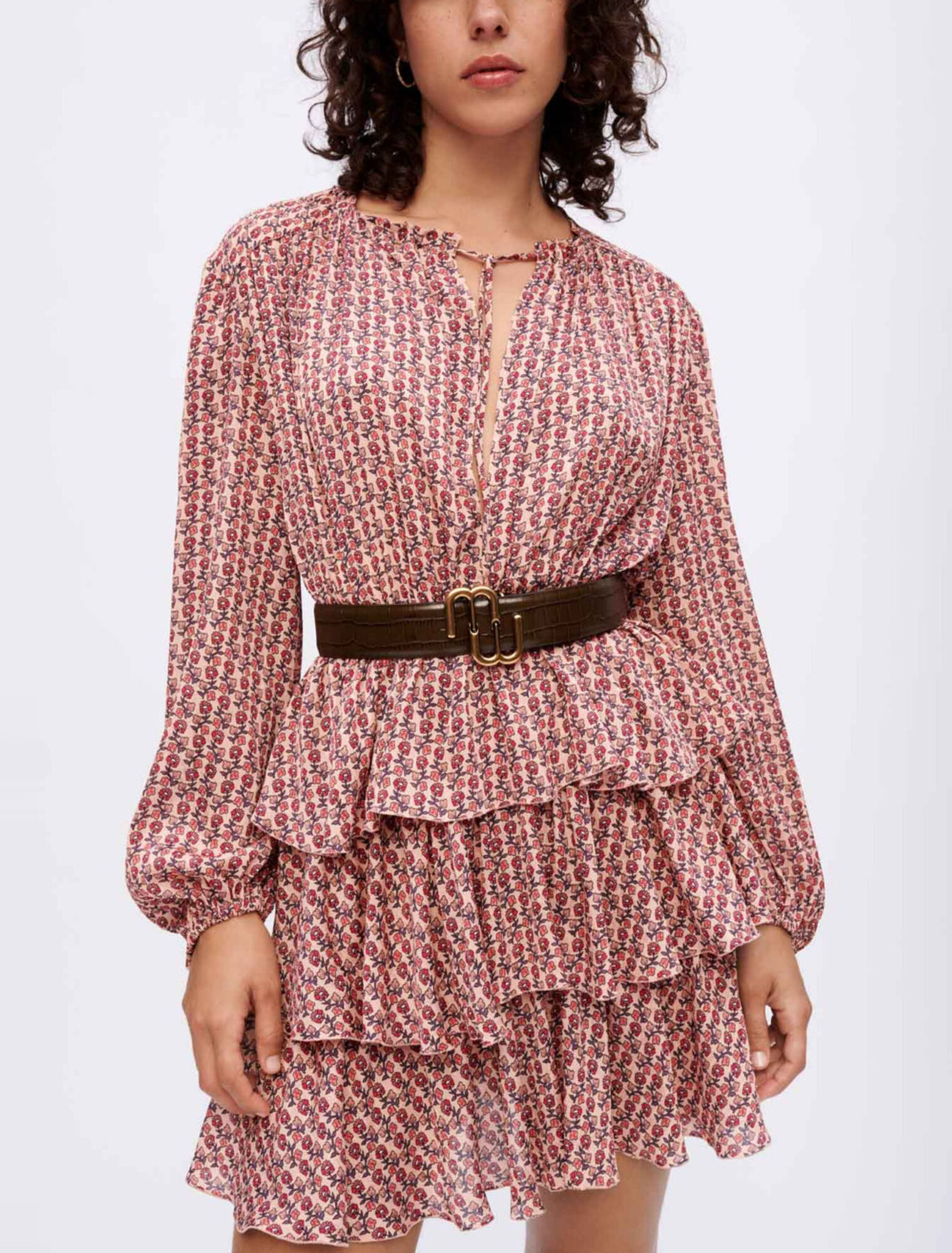 Robe fluide imprimée à volants