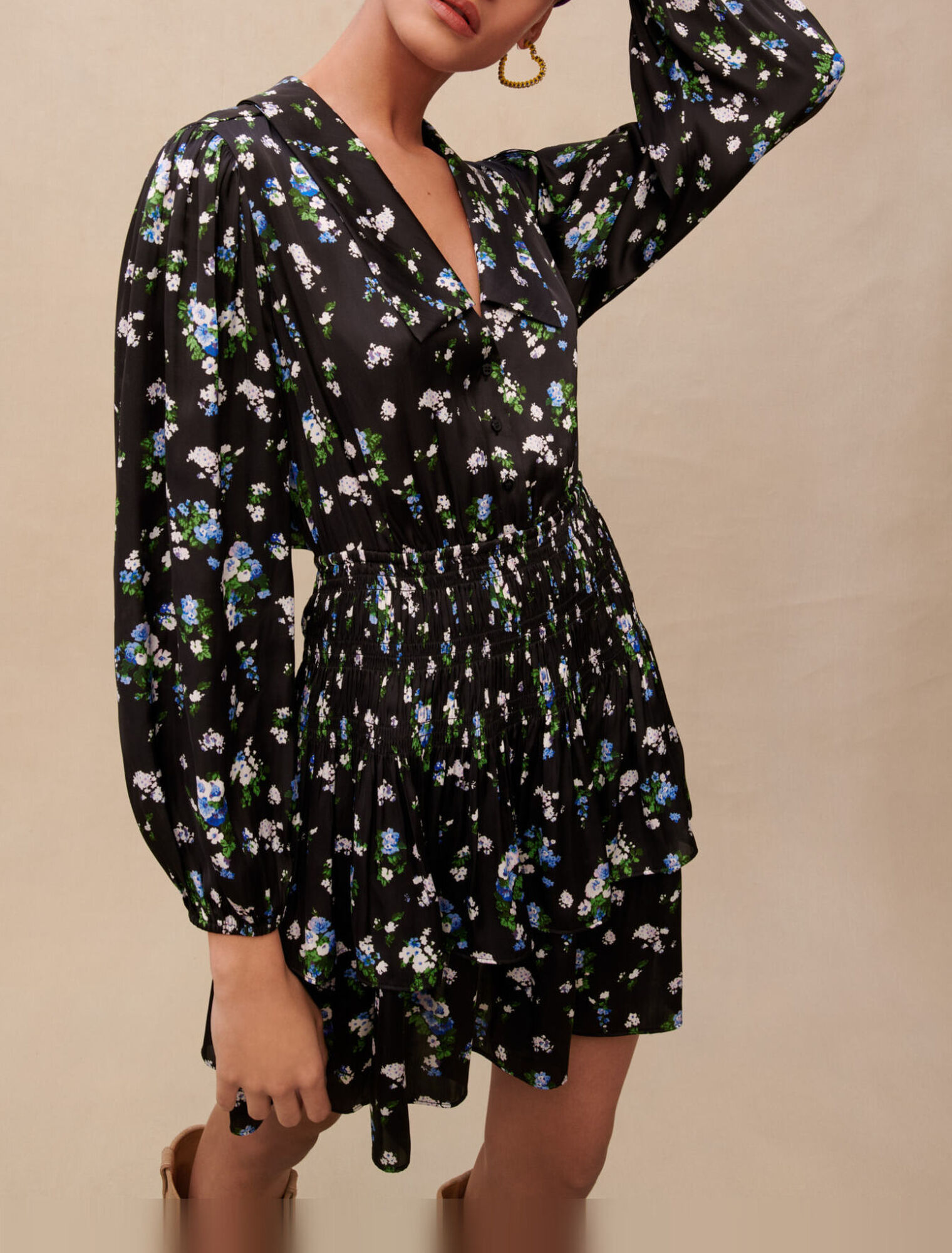 Robe smockée imprimée
