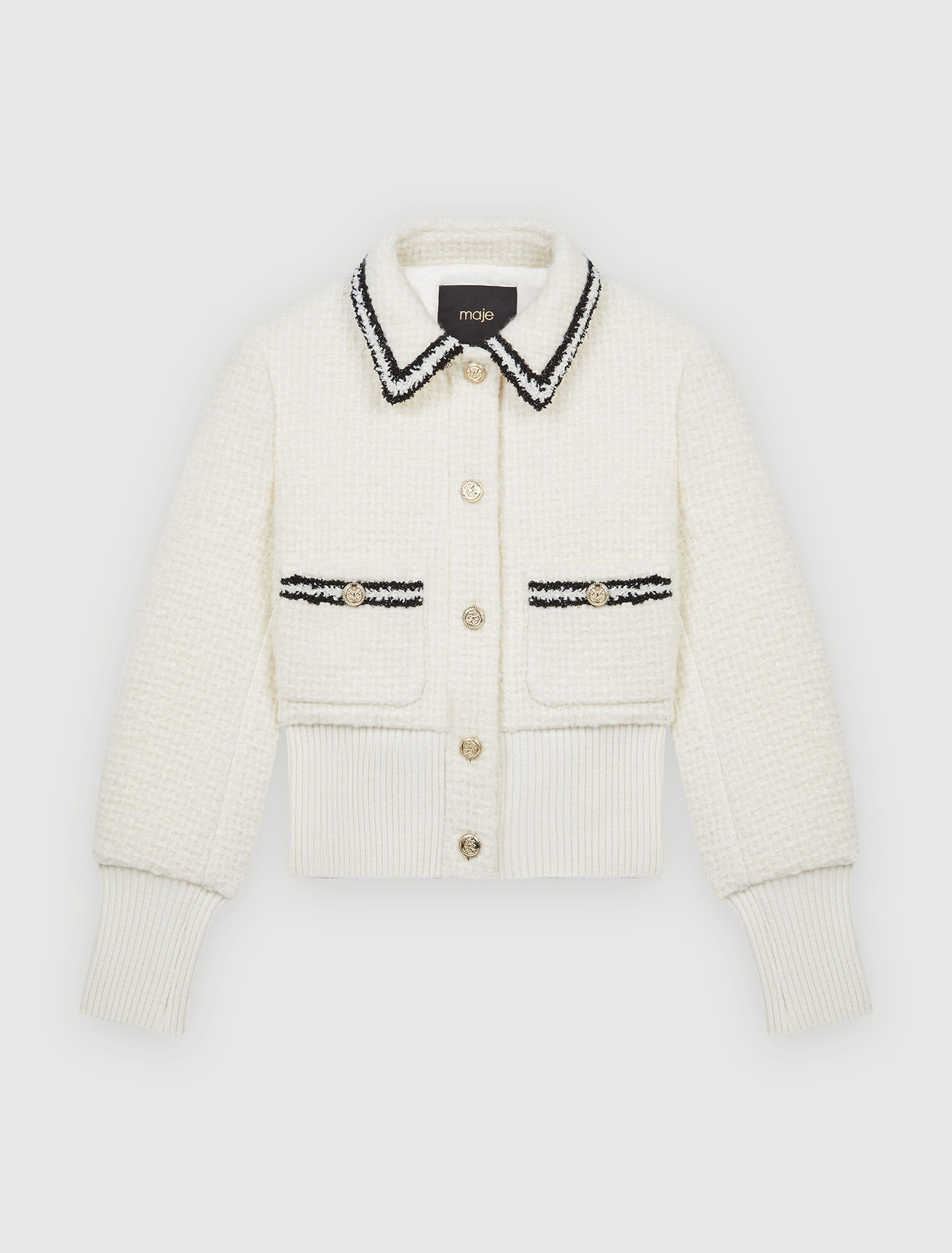 Blouson façon tweed contrasté