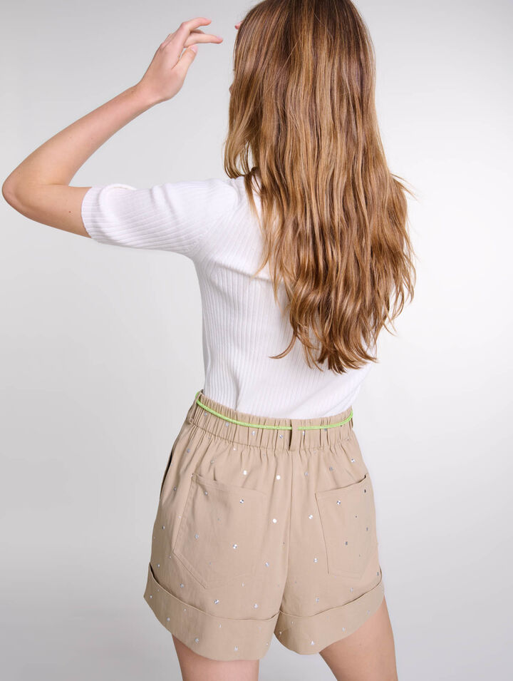 Short clouté en coton