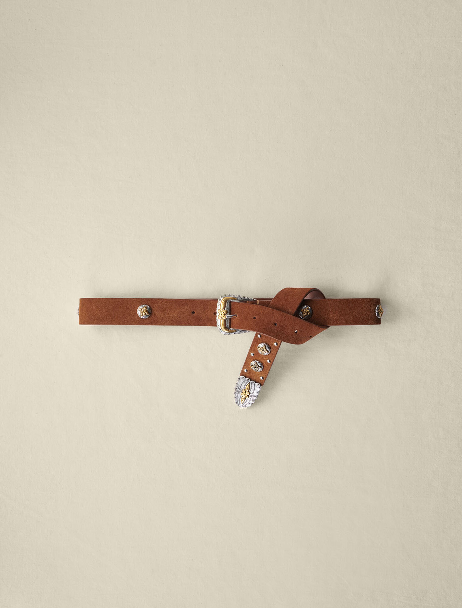 Ceinture western en cuir suédé