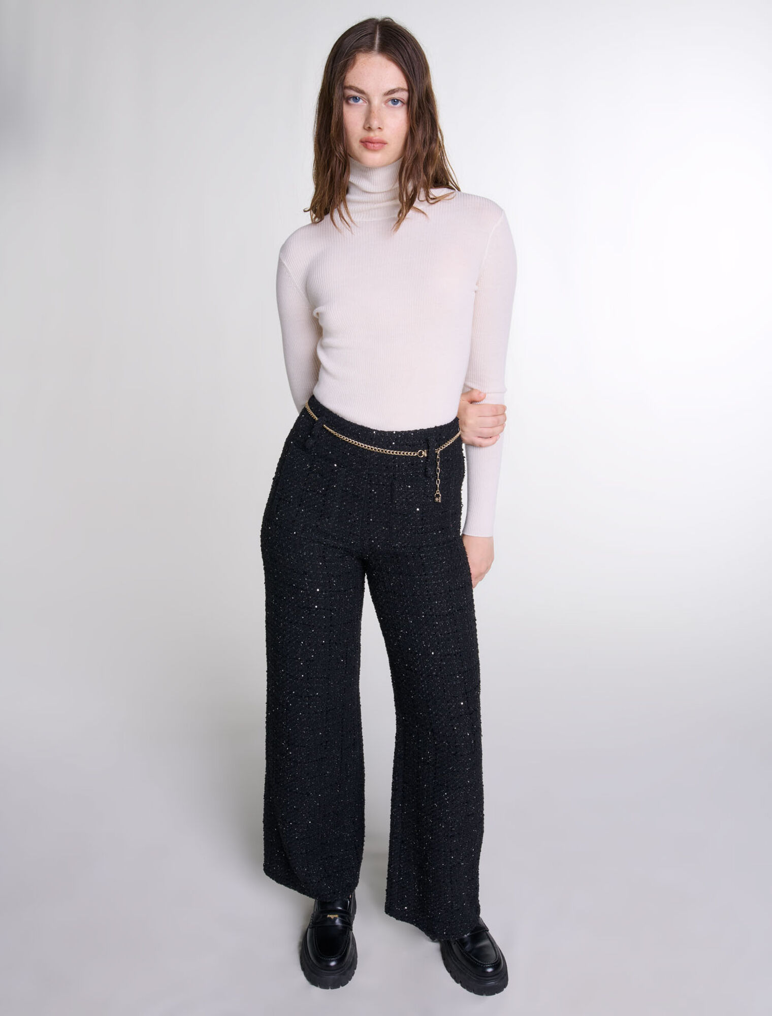 Pantalon en tweed sequins