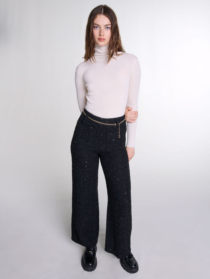 Pantalon en tweed sequins