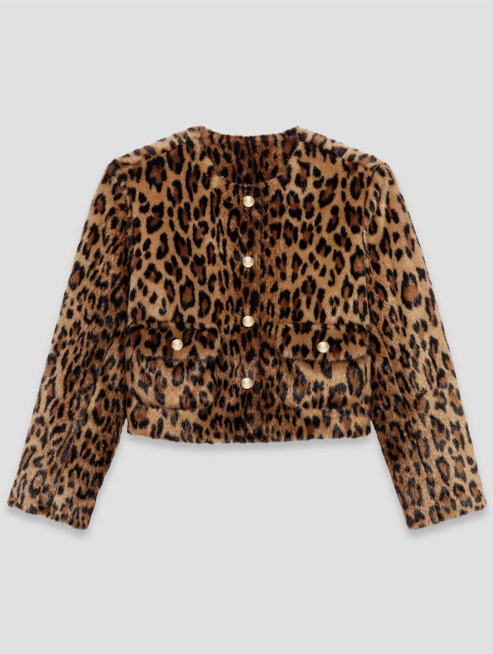 Veste en fausse fourrure léopard