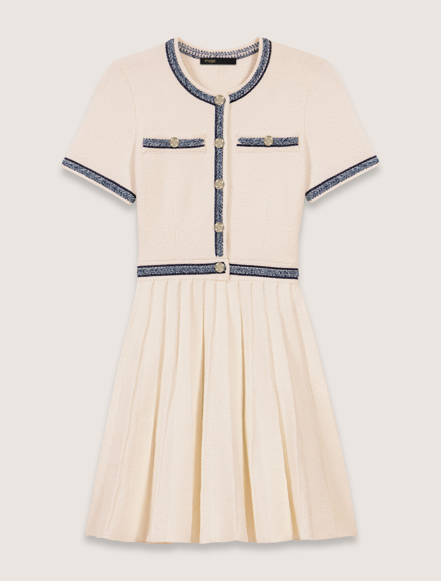 Robe courte en maille plissée