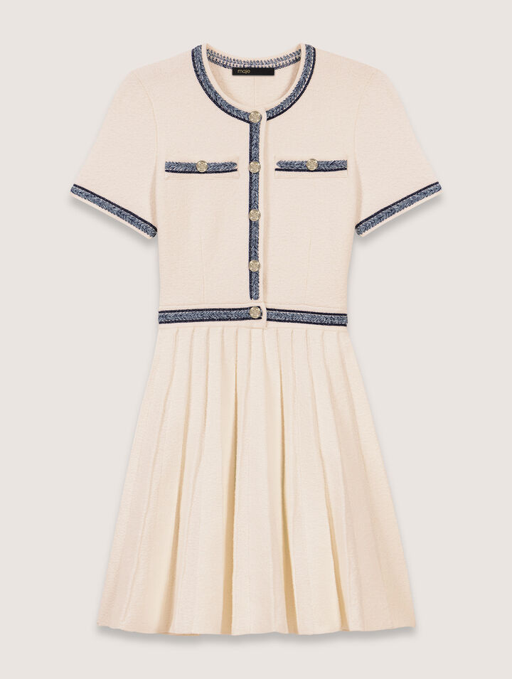 Robe courte en maille plissée