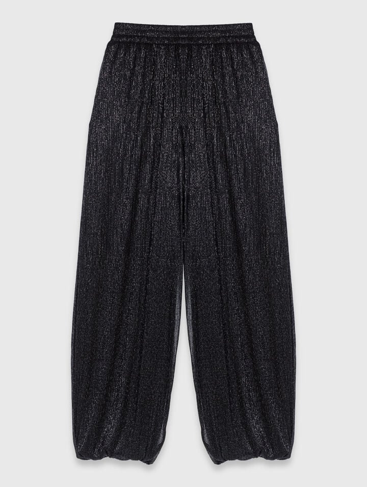 Pantalon large effet métallisé
