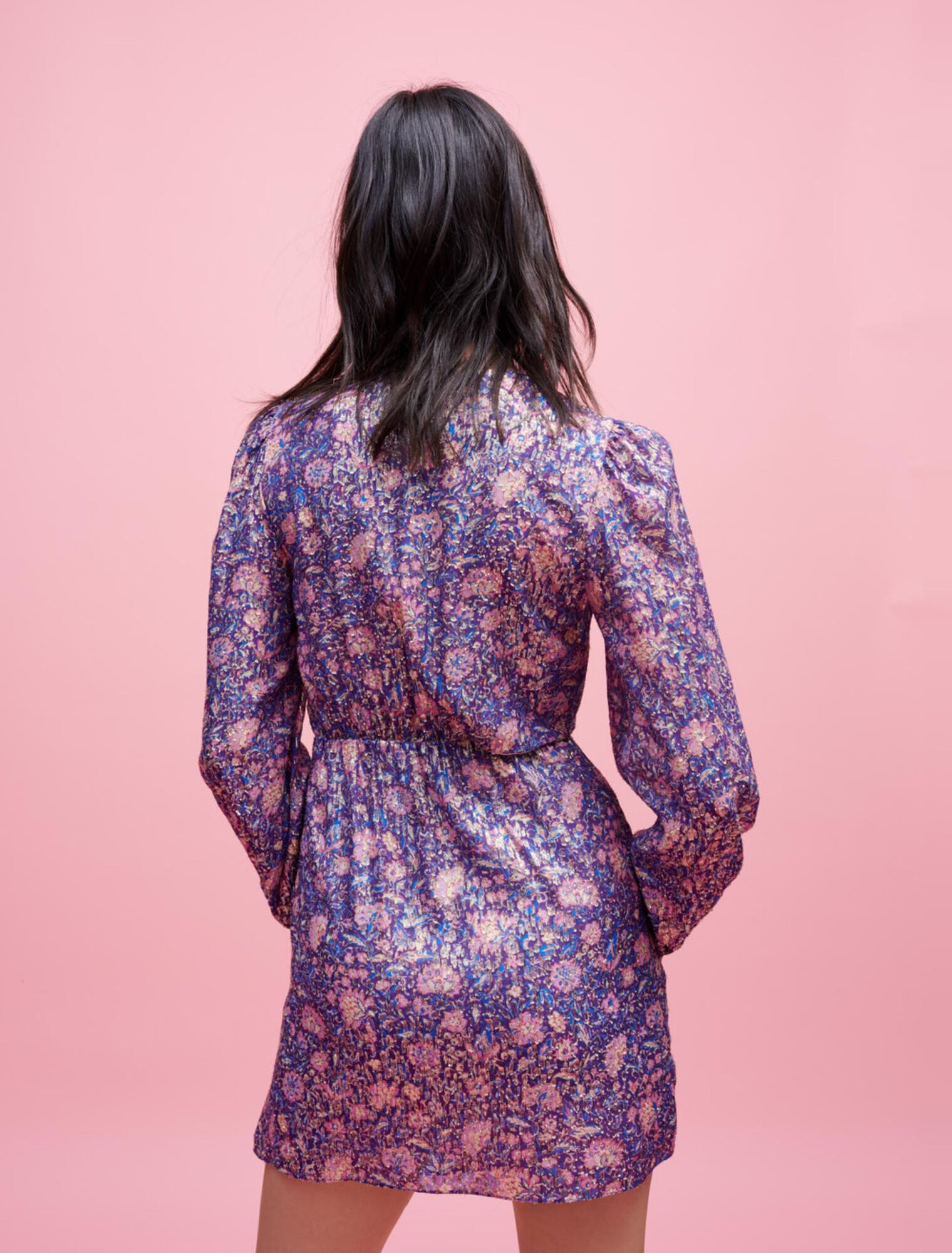 Robe en viscose imprimée métallisée
