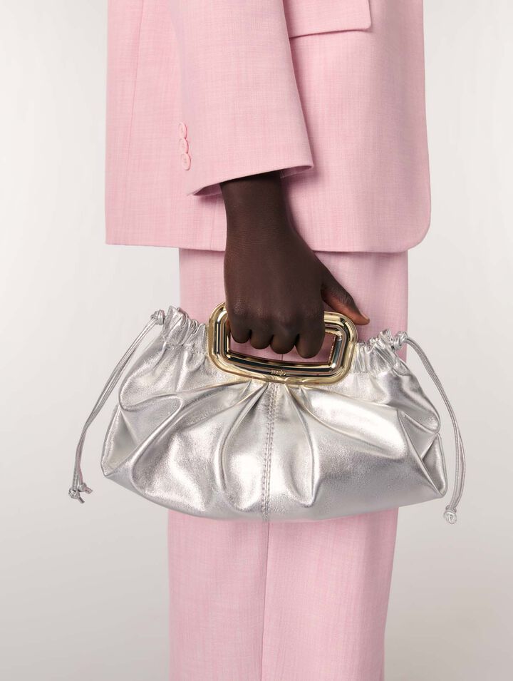 Clutch cuir métal et poignée métal