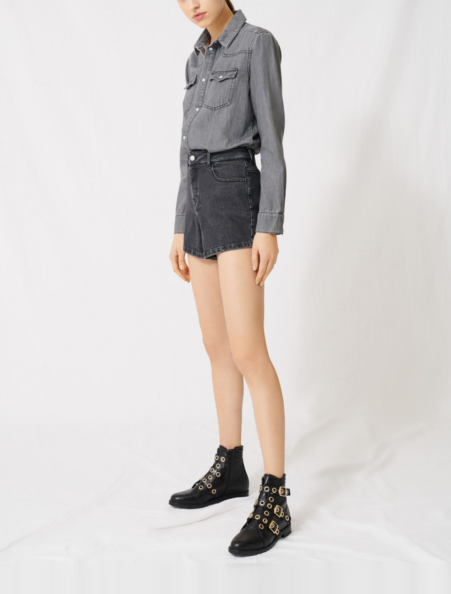 Combishort effet trompe-l’œil en jean