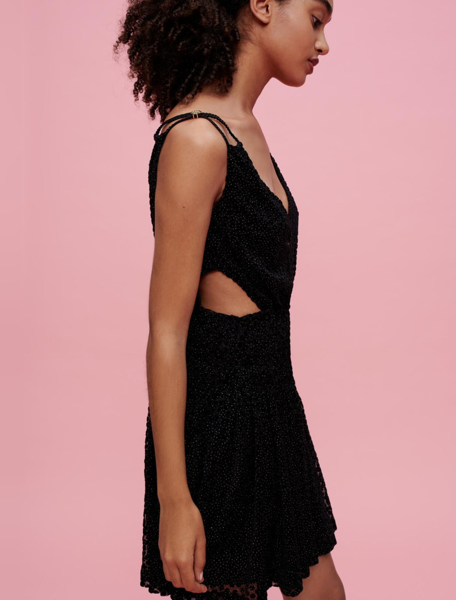 Robe bretelles à plumetis velours