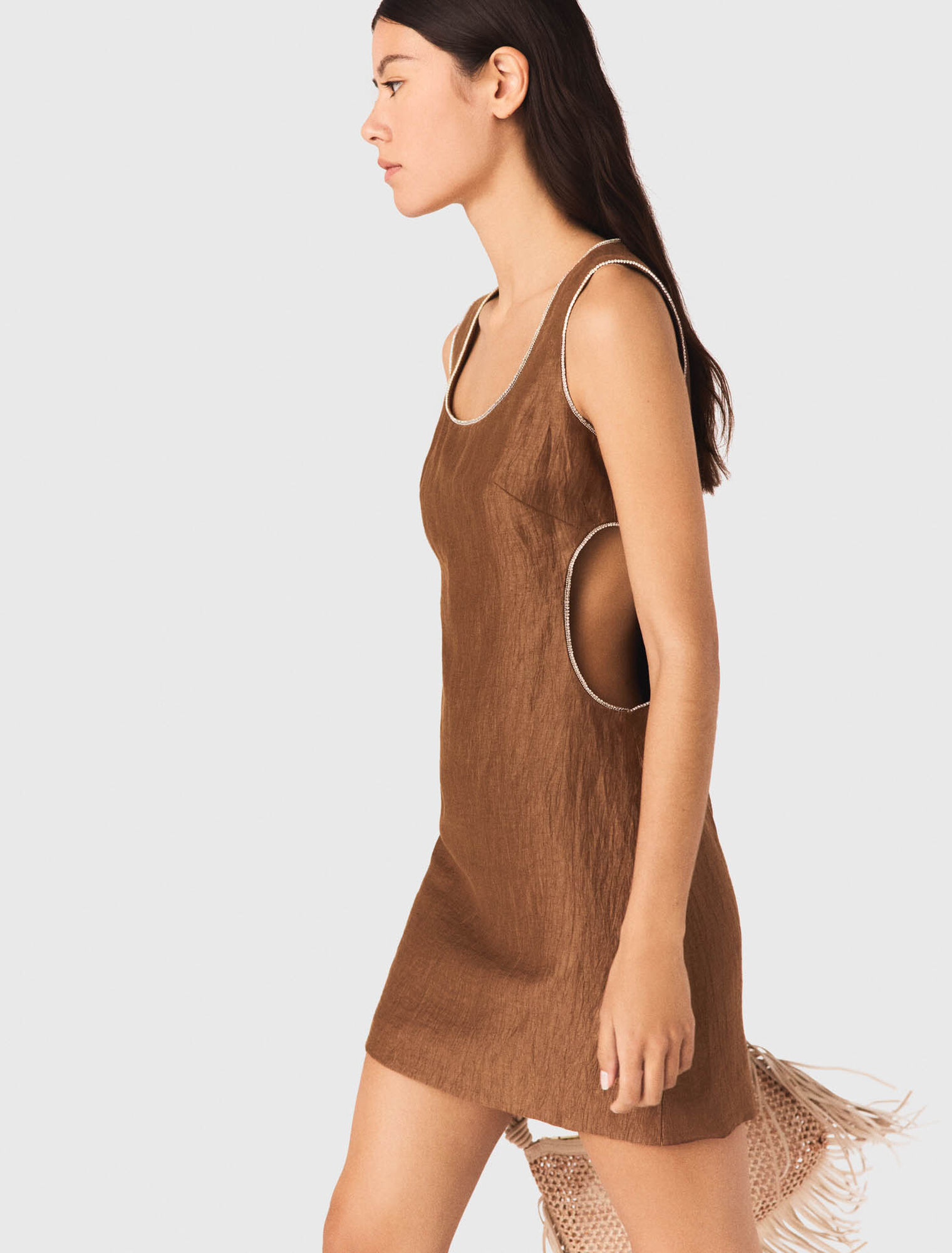 Robe courte en lin m&eacute;lang&eacute;