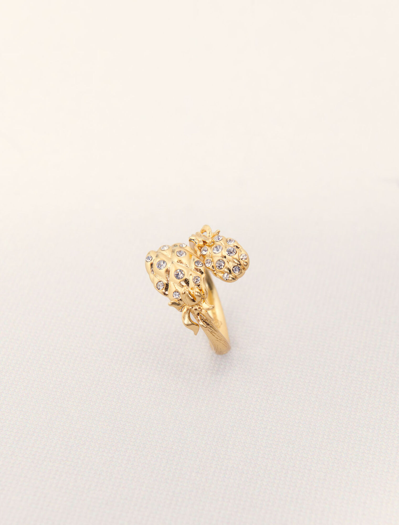 Bague double ananas à strass
