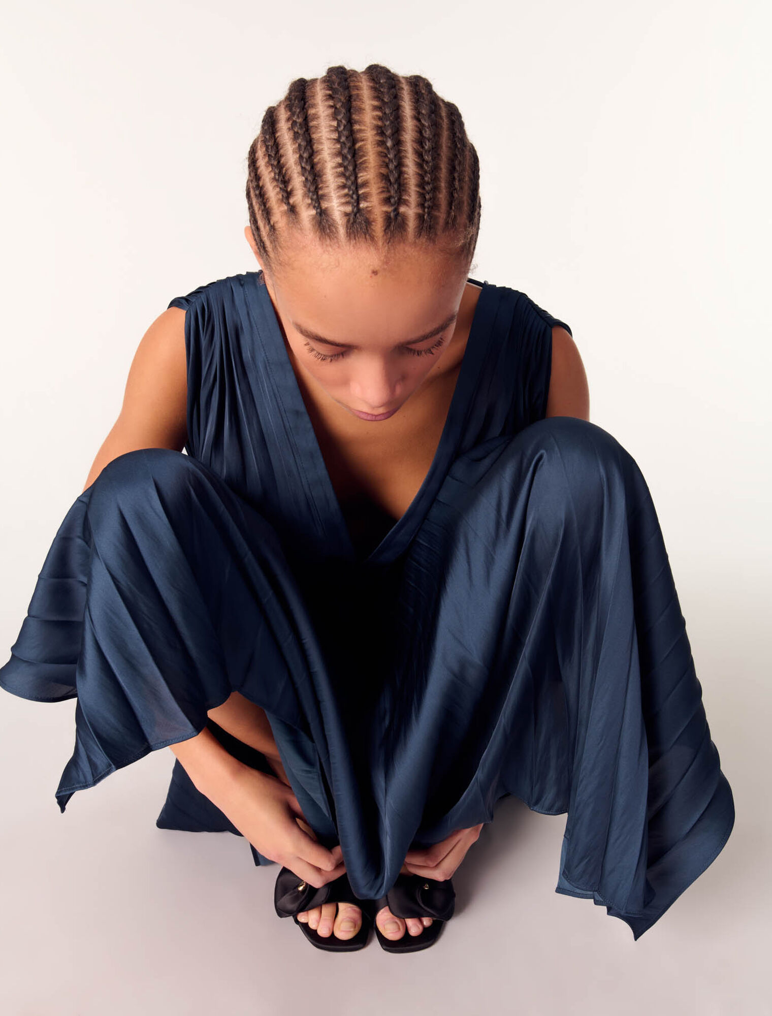 Robe longue plissée