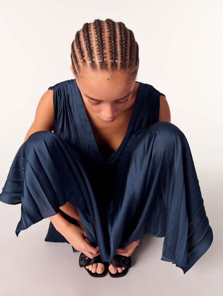 Robe longue plissée
