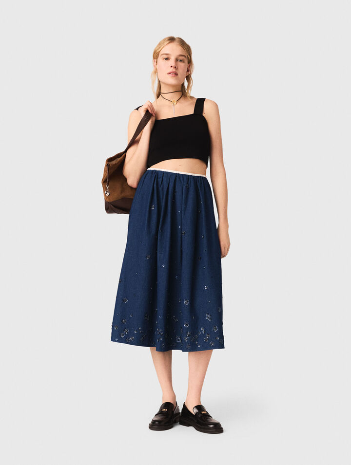 Crop top en maille &agrave; bretelles