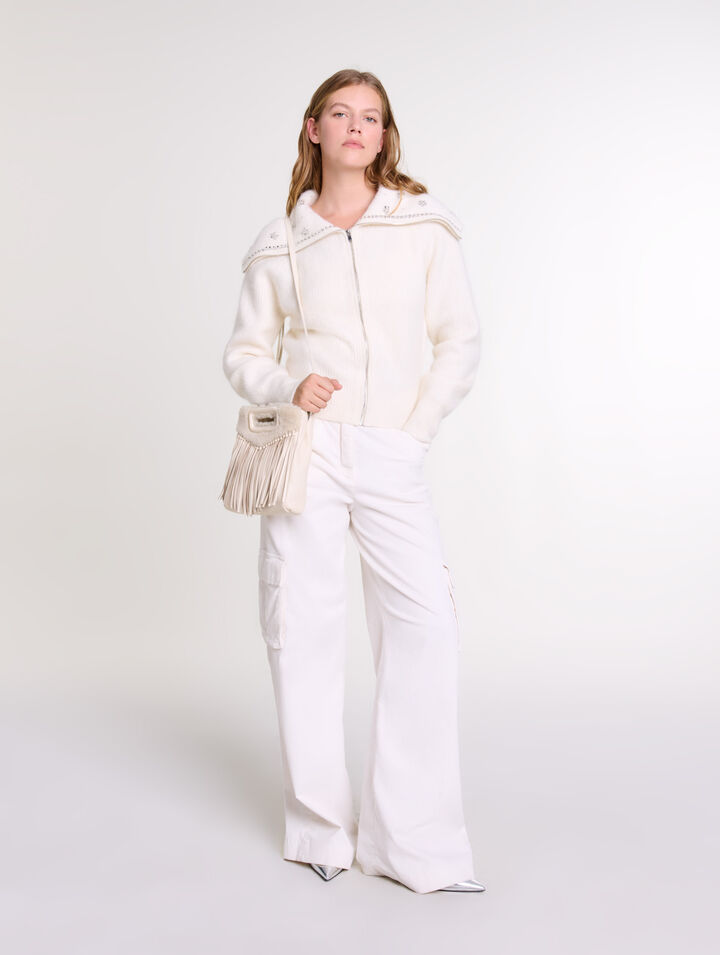 Cardigan col bijoux