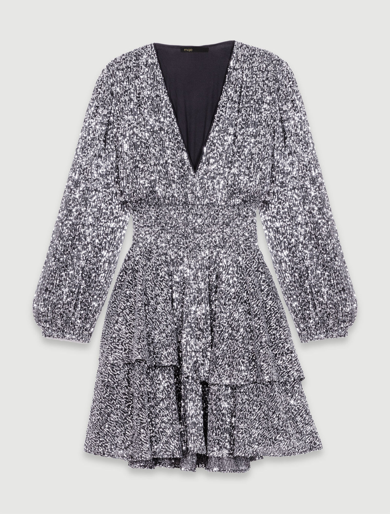 Robe courte volantée à sequins