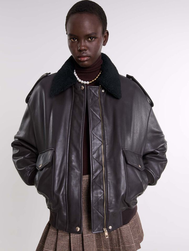 Blouson oversize en cuir