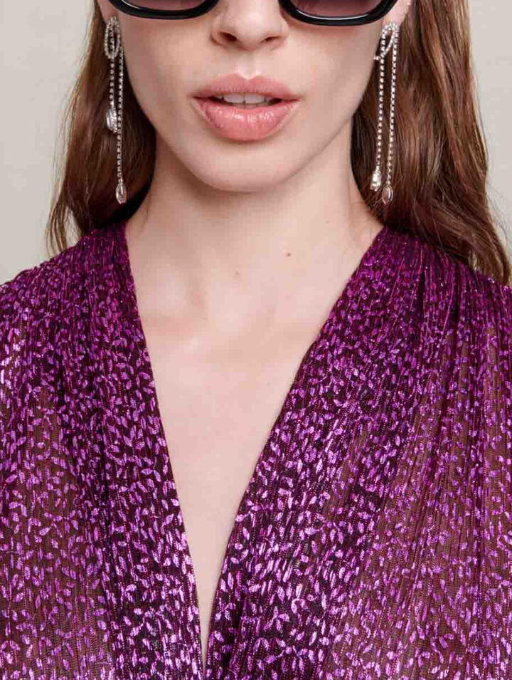 Robe plissée fibres métallisées