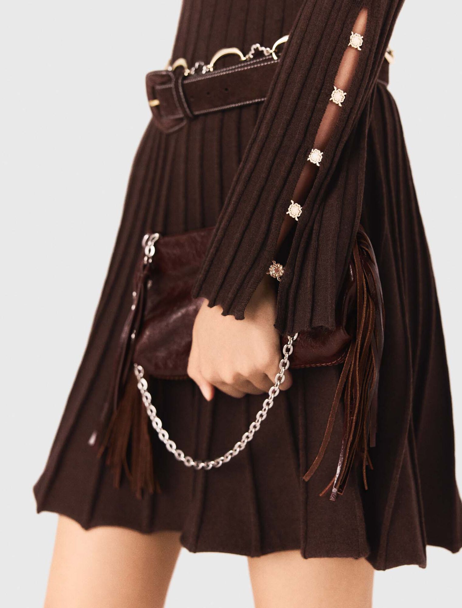 Robe courte patineuse à col montant