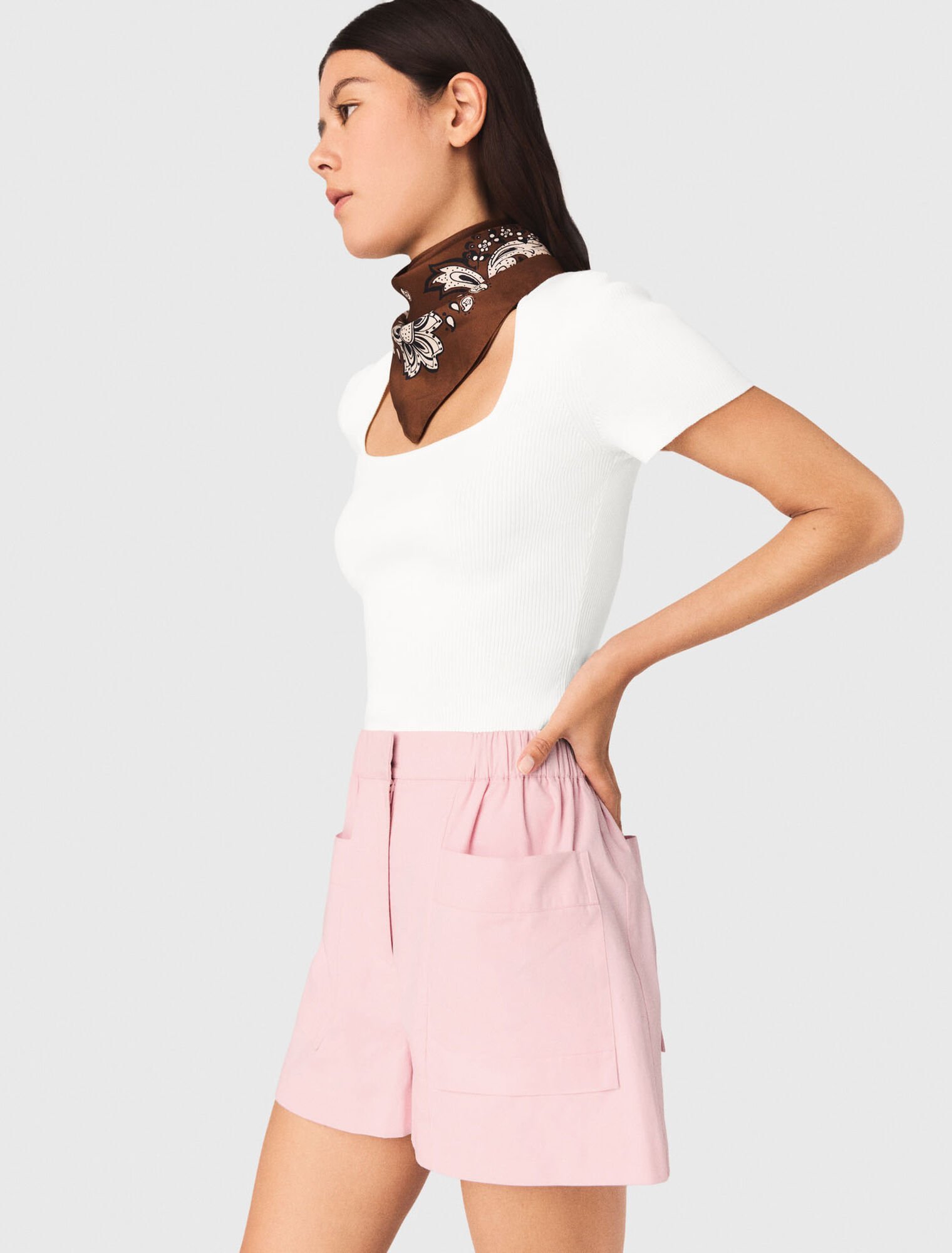 Pull cotel&eacute;e &agrave; encolure carr&eacute;e