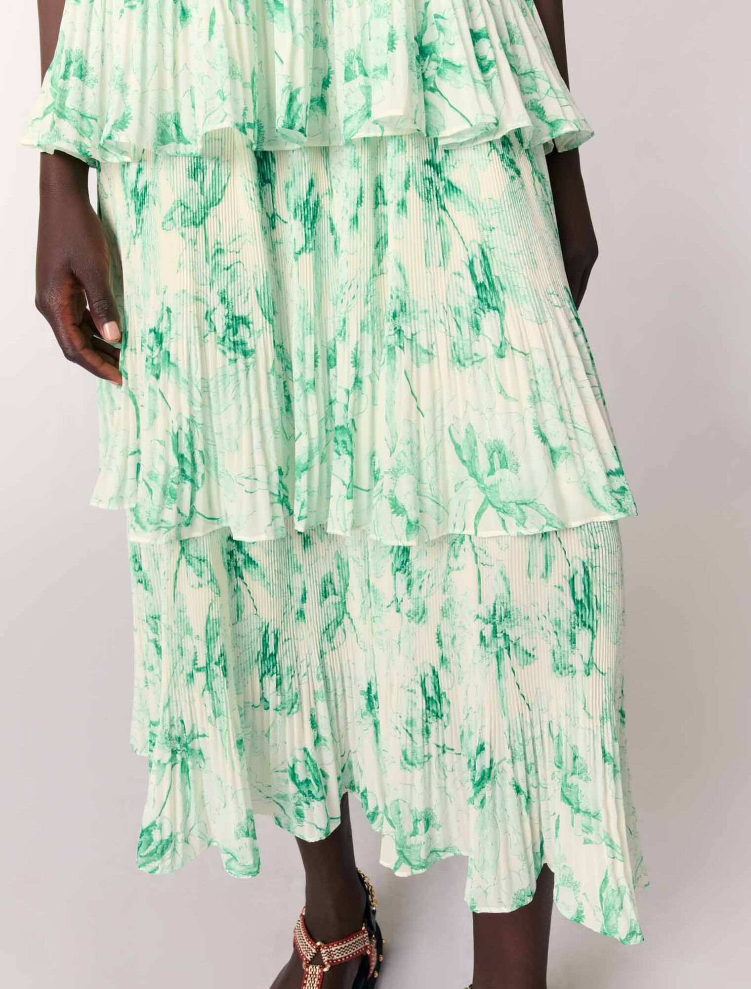 Robe longue imprimée à volants