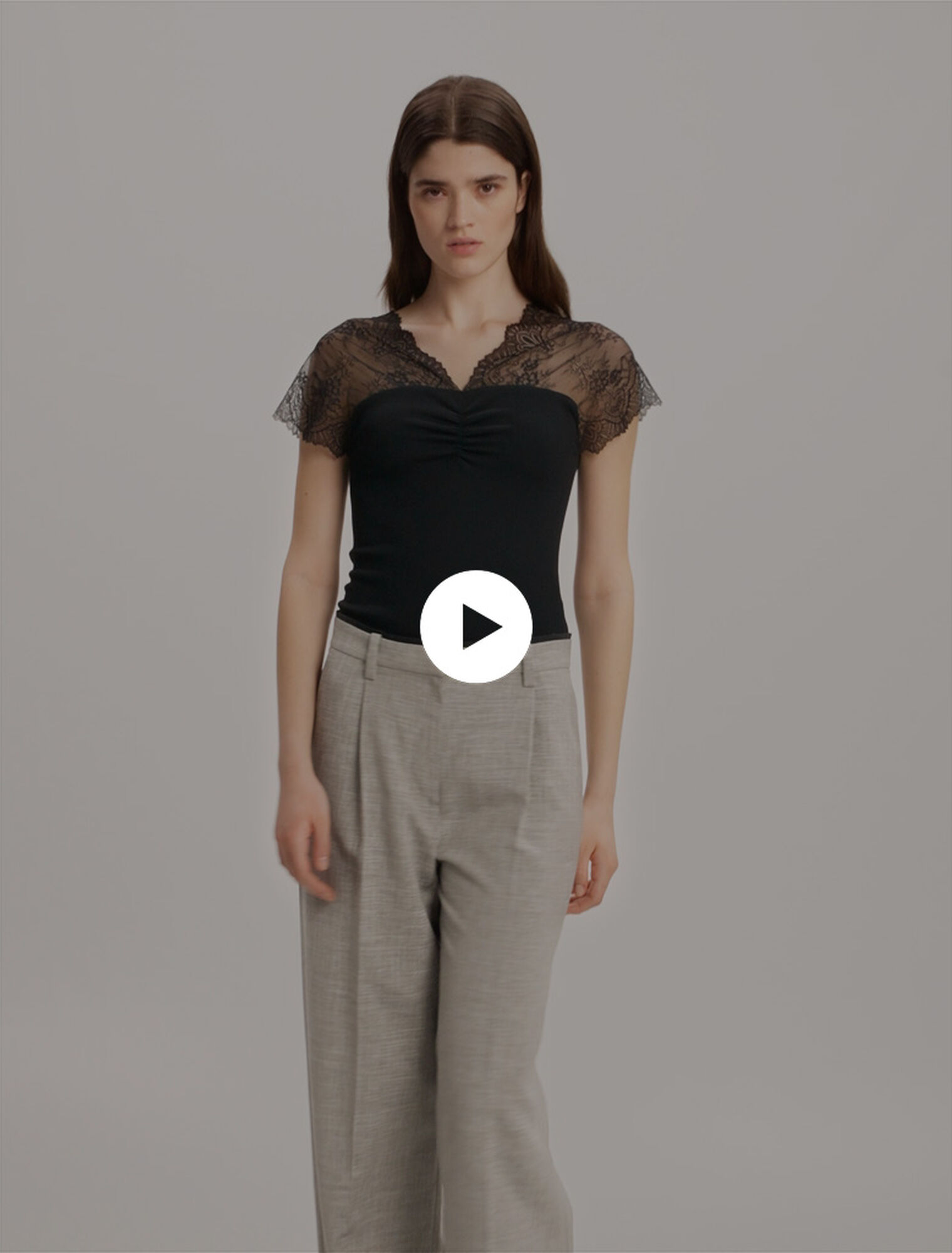 Top en jersey incrusté de dentelle